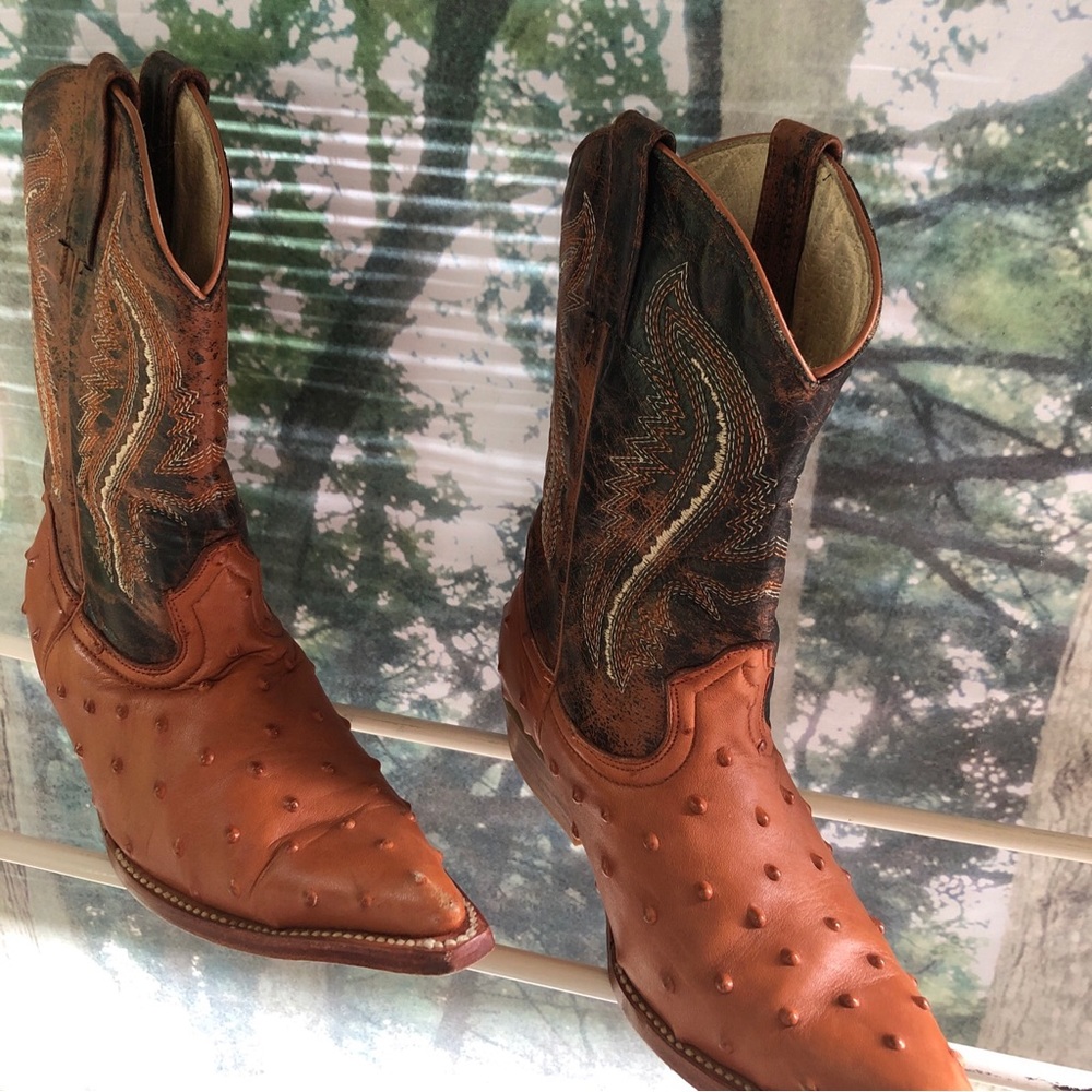 COPY - Los Altos boots Western wear  Youth Ostrich Leather Boot Cognac Sz 20 1/2